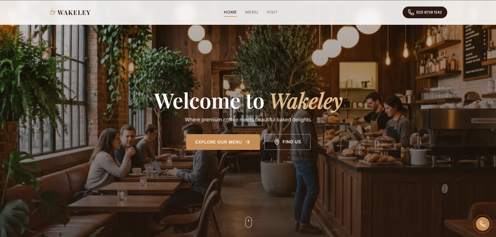 Custom café website design for Wakeley Cafe, a Sydney hospitality business